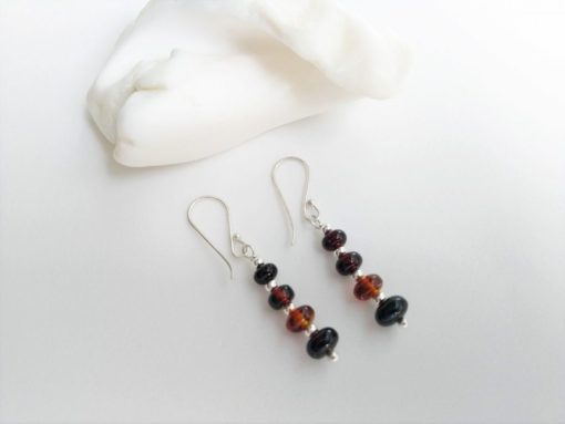 Aretes esferas de ámbar rojo - Imagen 3