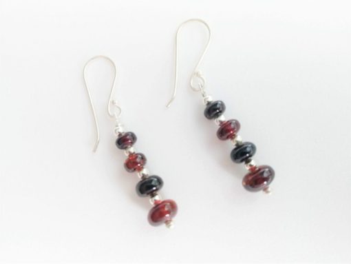 Aretes esferas de ámbar rojo