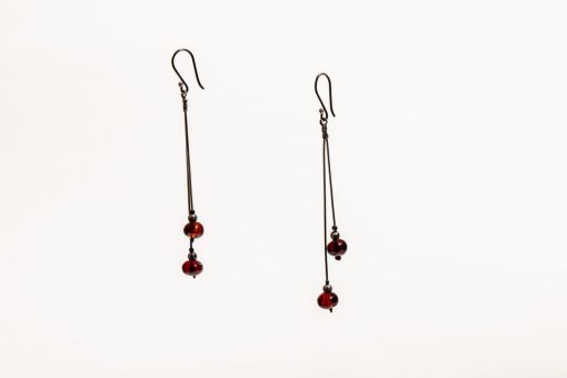 Collar y par de aretes de ámbar rojo - Imagen 5