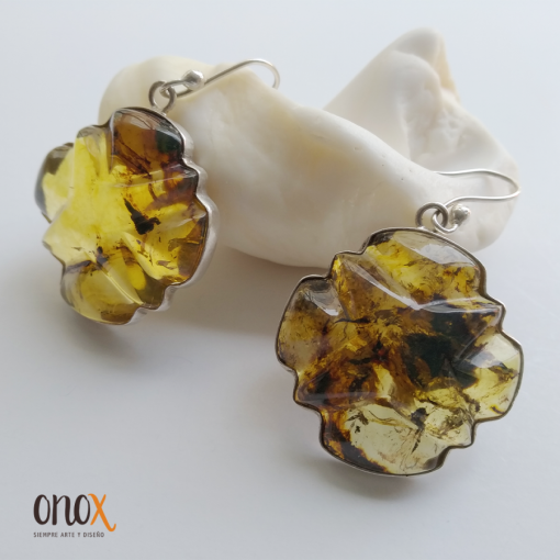 Aretes de ámbar en plata