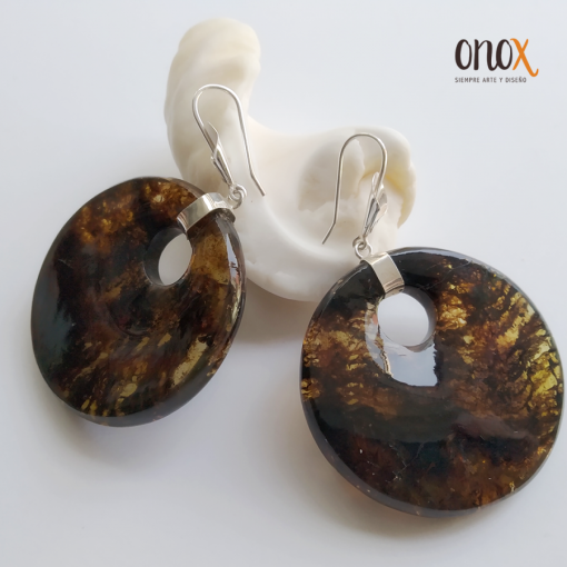 Aretes de ámbar con musgo en plata - Imagen 2