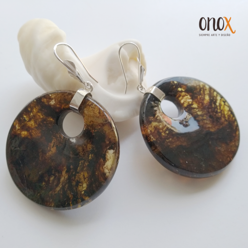 Aretes de ámbar con musgo en plata - Imagen 3