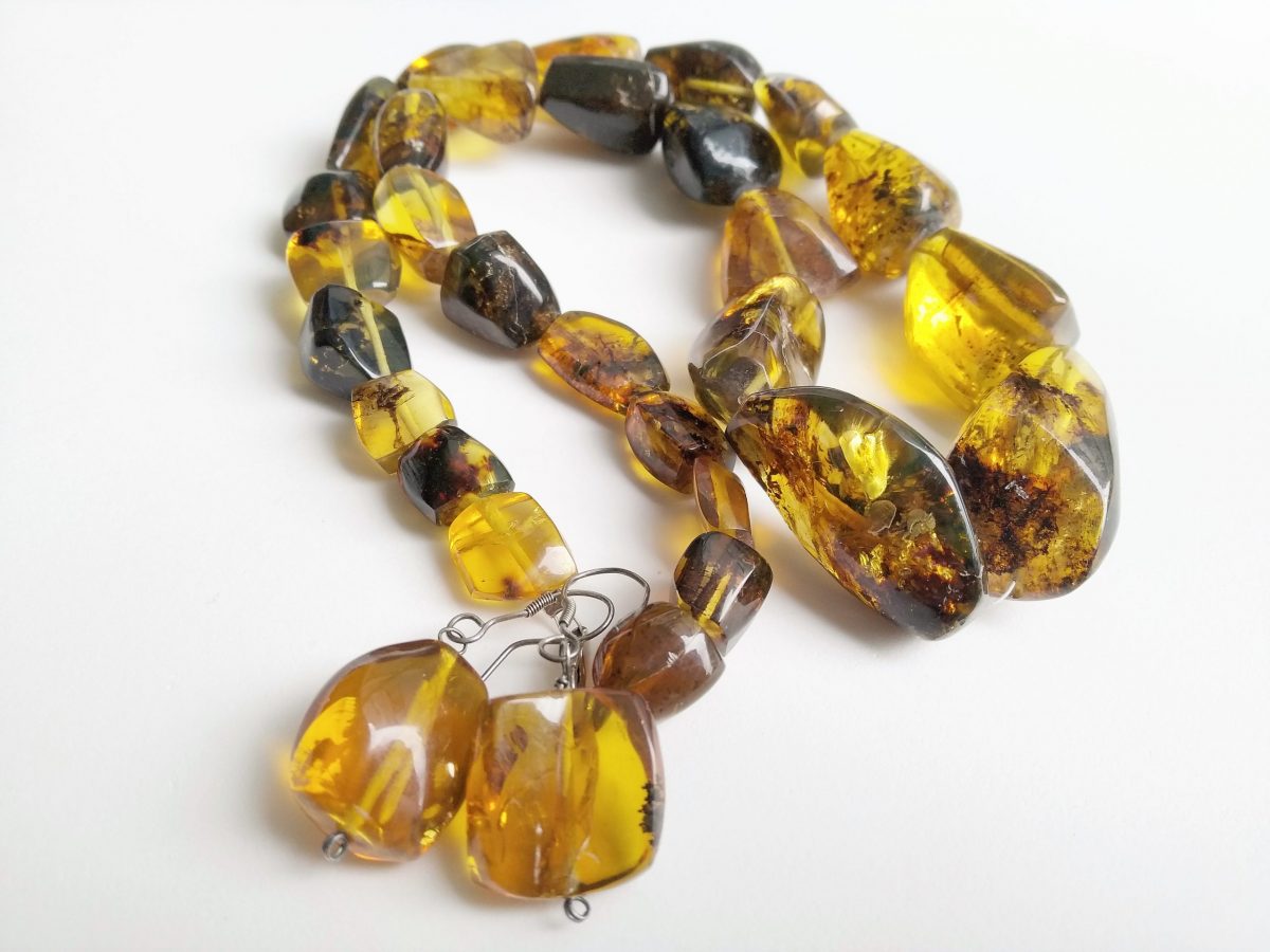 Collar y aretes Ámbar de Chiapas. Colección Caramelos mixtos