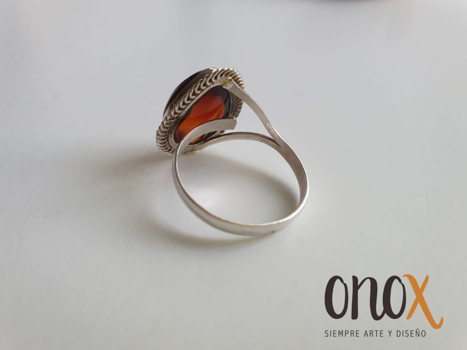 Anillo ámbar gota roja - mediano - Imagen 4