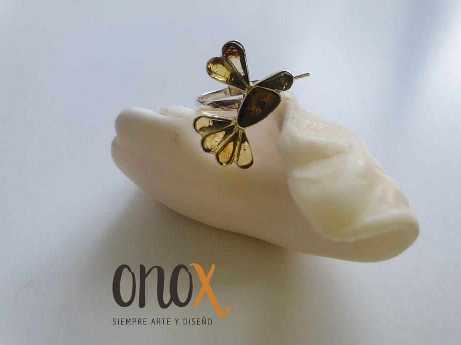 Anillo ámbar colibrí