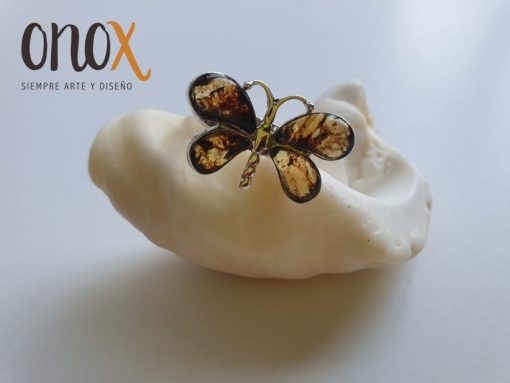 Anillo ámbar mariposa