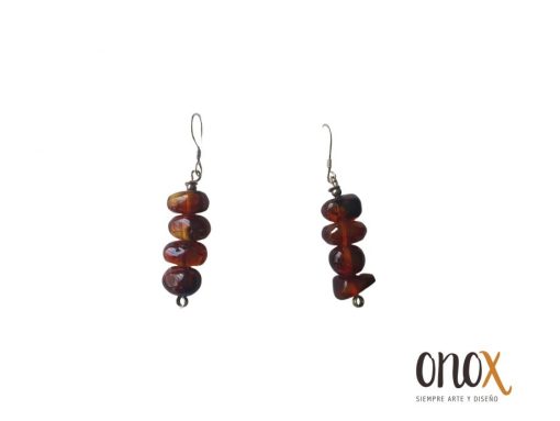 Aretes piedritas de ámbar rojo
