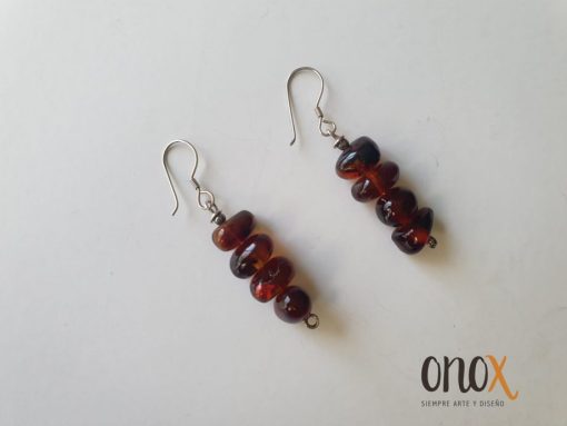 Aretes piedritas de ámbar rojo - Imagen 5