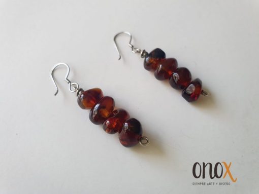 Aretes piedritas de ámbar rojo - Imagen 2