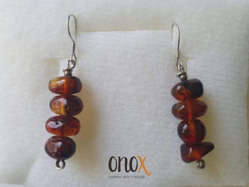 Aretes piedritas de ámbar rojo - Imagen 3
