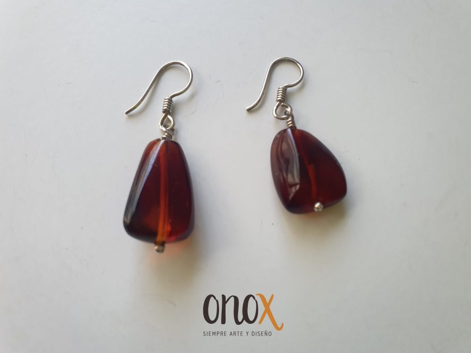 Aretes ámbar rojo