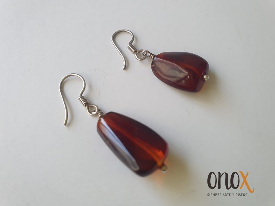 Aretes ámbar rojo - Imagen 2