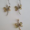 Juego de aretes y dije de ámbar claro libélulas