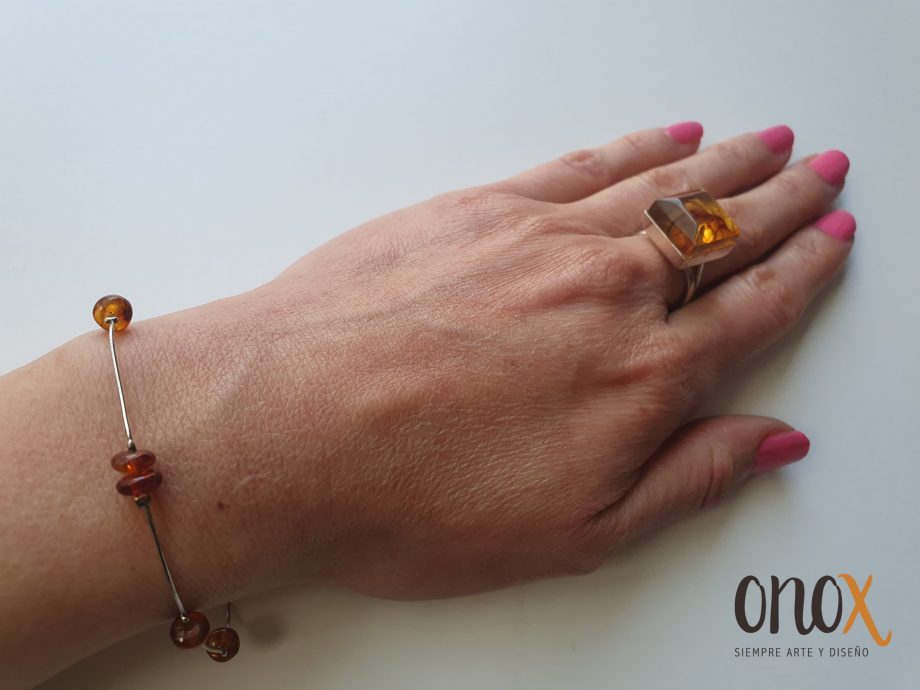 Pulsera de ámbar en plata - Imagen 4