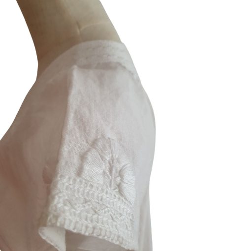 Blusa bordada a mano manga corta totalmente blanca. Talla 32-34 (Mediana) - Imagen 4
