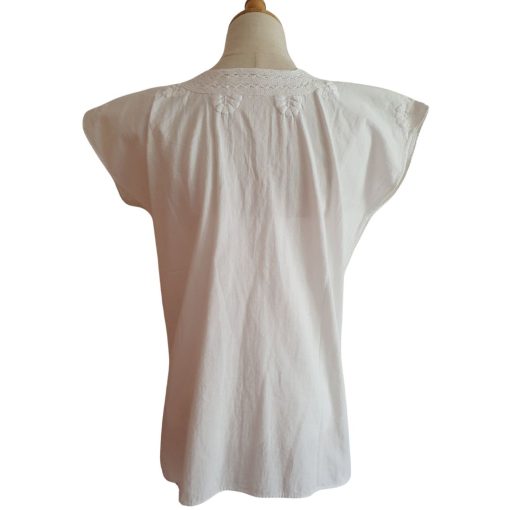 Blusa bordada a mano manga corta totalmente blanca. Talla 32-34 (Mediana) - Imagen 6