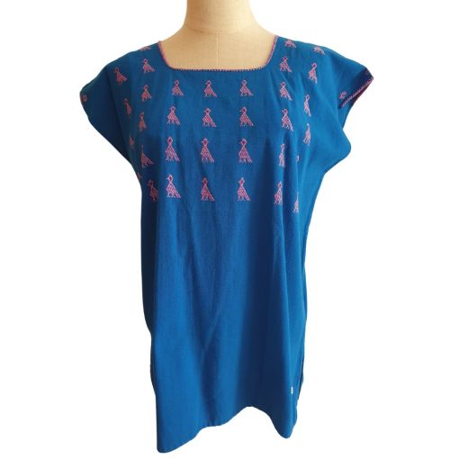 Blusa bordada a mano manga corta. Talla 32-34 (Mediana)