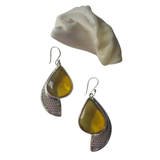 Aretes de ámbar gota caramelo modelo enjambre plata - Imagen 3