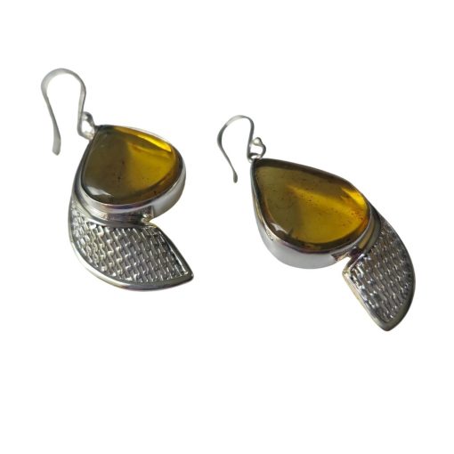 Aretes de ámbar gota caramelo modelo enjambre plata - Imagen 6