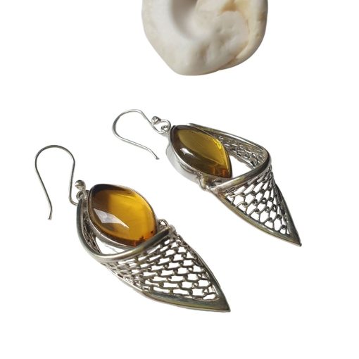 Aretes de ámbar claro modelo enjambre plata - Imagen 5
