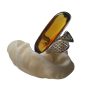 Anillo de ámbar caramelo largo ajustable
