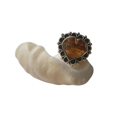 Anillo de ámbar forma corazón ajustable - Imagen 6