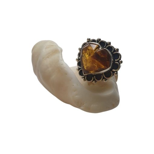 Anillo de ámbar forma corazón ajustable - Imagen 2