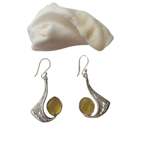 Aretes de ámbar amarillo claro facetado modelo enjambre plata - Imagen 3