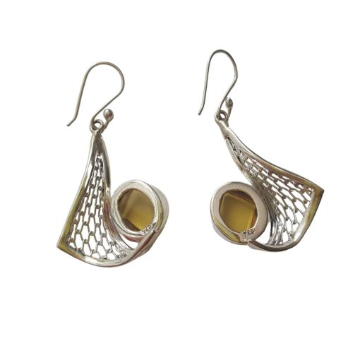 Aretes de ámbar amarillo claro facetado modelo enjambre plata - Imagen 5