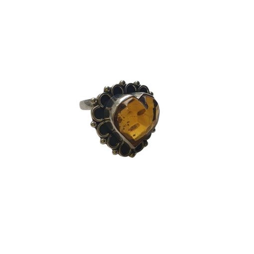 Anillo de ámbar forma corazón ajustable - Imagen 3
