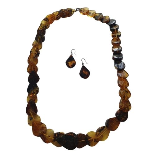 Collar y aretes ámbar. Colección Dominó