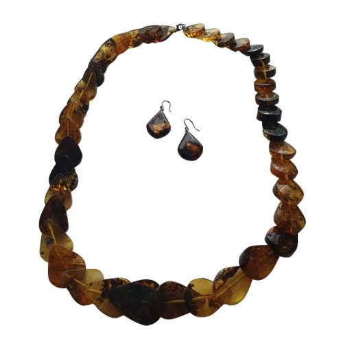 Collar y aretes ámbar. Colección Dominó - Imagen 2