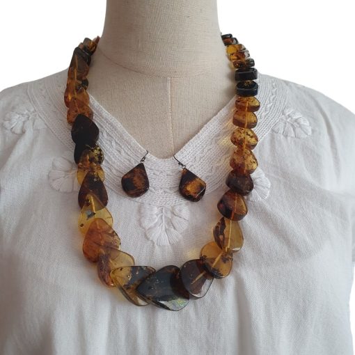 Collar y aretes ámbar. Colección Dominó - Imagen 11