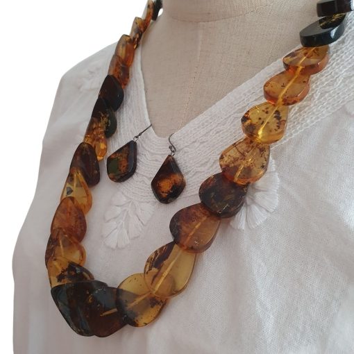 Collar y aretes ámbar. Colección Dominó - Imagen 12