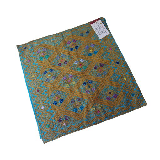 Par de fundas de cojines bordado tipo Larráinzar (ocre-turquesa) - Imagen 9