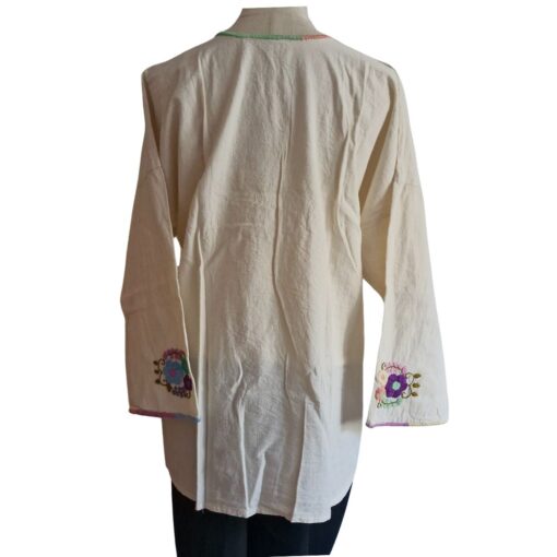 Blusa flores bordada a mano Talla 36 (Grande) - Imagen 3