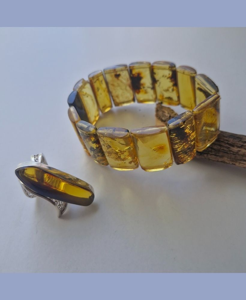 Pulsera de rectángulos de ámbar con uno oscuro - Imagen 7