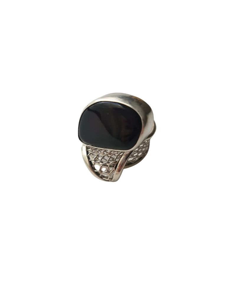 Anillo de ámbar rojo oscuro ajustable - Imagen 4