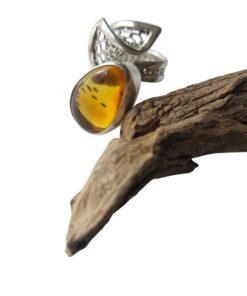 Anillo gota naranja ámbar ajustable