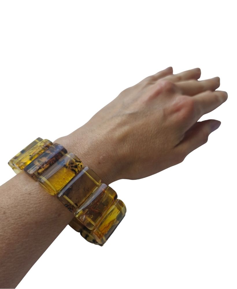 Pulsera de ámbar rectángulos jaspeados - Imagen 7